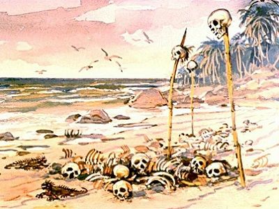 Следы людоедского племени. Из диафильма "Робинзон Крузо" (1988). Источник - ucrazy.ru Следы людоедского племени. Из диафильма "Робинзон Крузо" (1988). Источник - ucrazy.ru